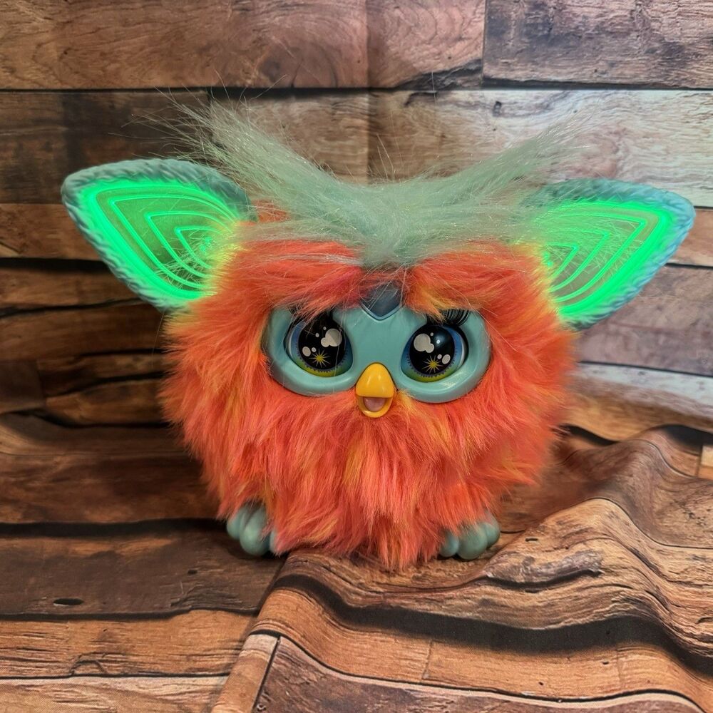 2023 Hasbro Furby Coral Interactive Talking Plush Toy with Glowing Green Ears
